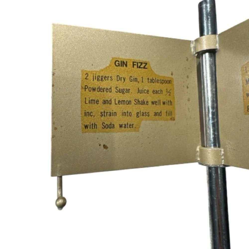 MCM Vintage Bar Accessory Set on Stand with Drink Recipe Cards